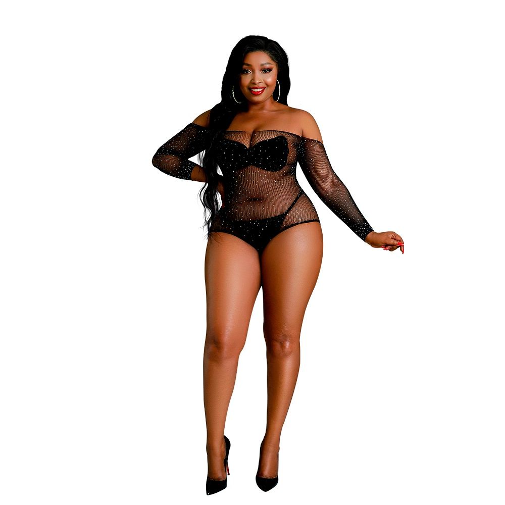 Moonlight Off-Shoulder Sparkle Bodysuit Plus Size for Her - Lingerie