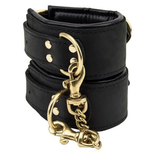 Bound Noir Nubuck Leather Slim Wrist Cuffs for Couples - Play