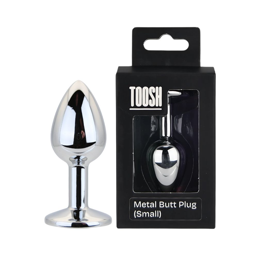 Toosh Silver Metal Butt Plug Small Clear Stone - Toys