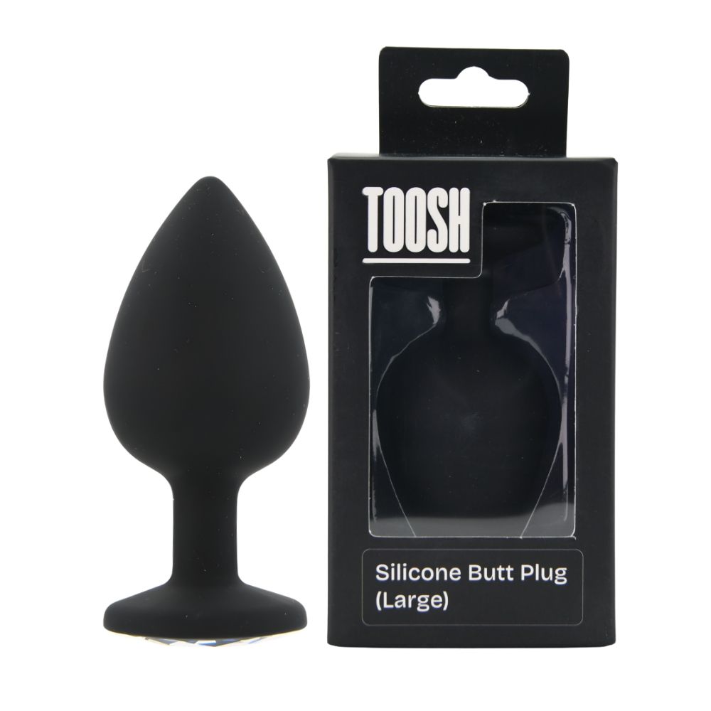 Toosh Large Black Silicone Jewelled Butt Plug - Toys