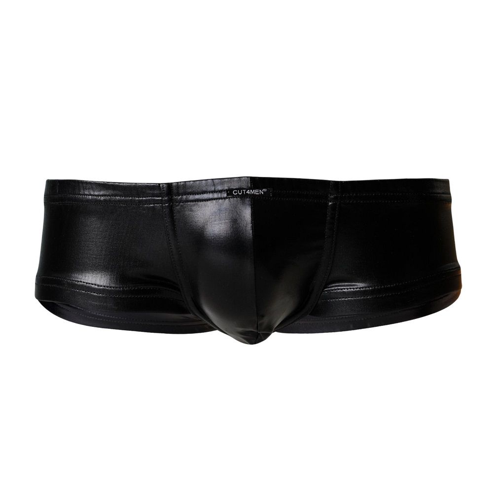 C4M Booty Shorts Black Leatherette Large for Him - Lingerie