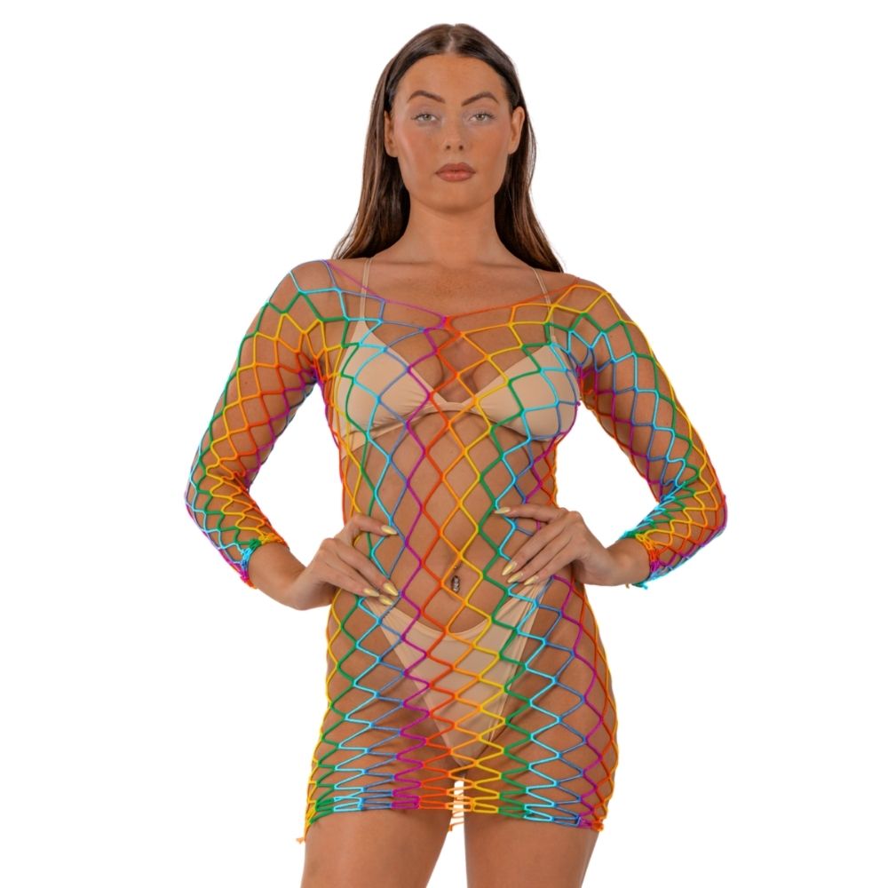 Lace by LJ Rainbow Long Sleeved Mini Dress for Her - Lingerie