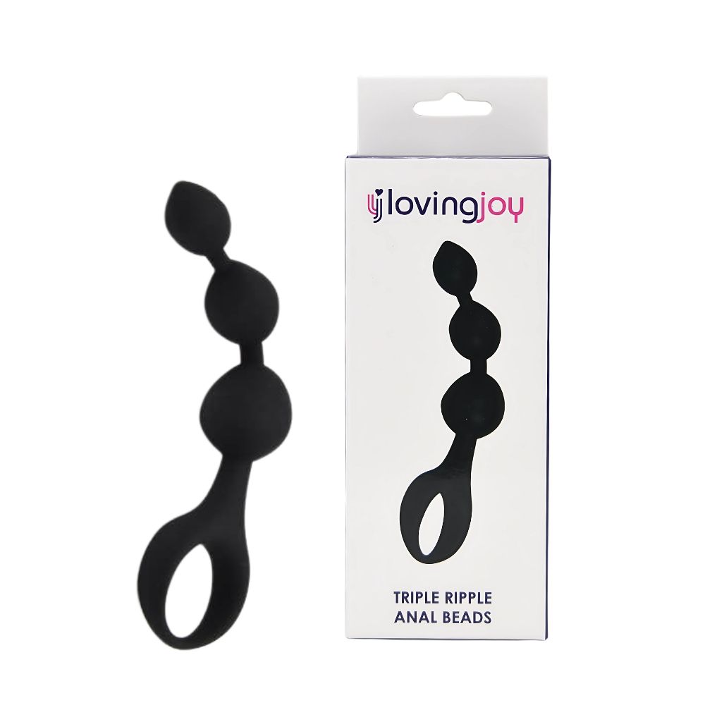 Loving Joy Triple Ripple Anal Beads Black - Toys