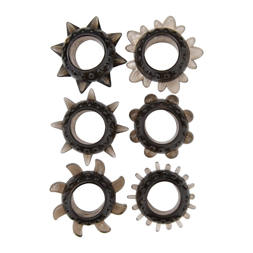 Loving Joy Textured Cock Ring Set 6 Pack for Him - Toys