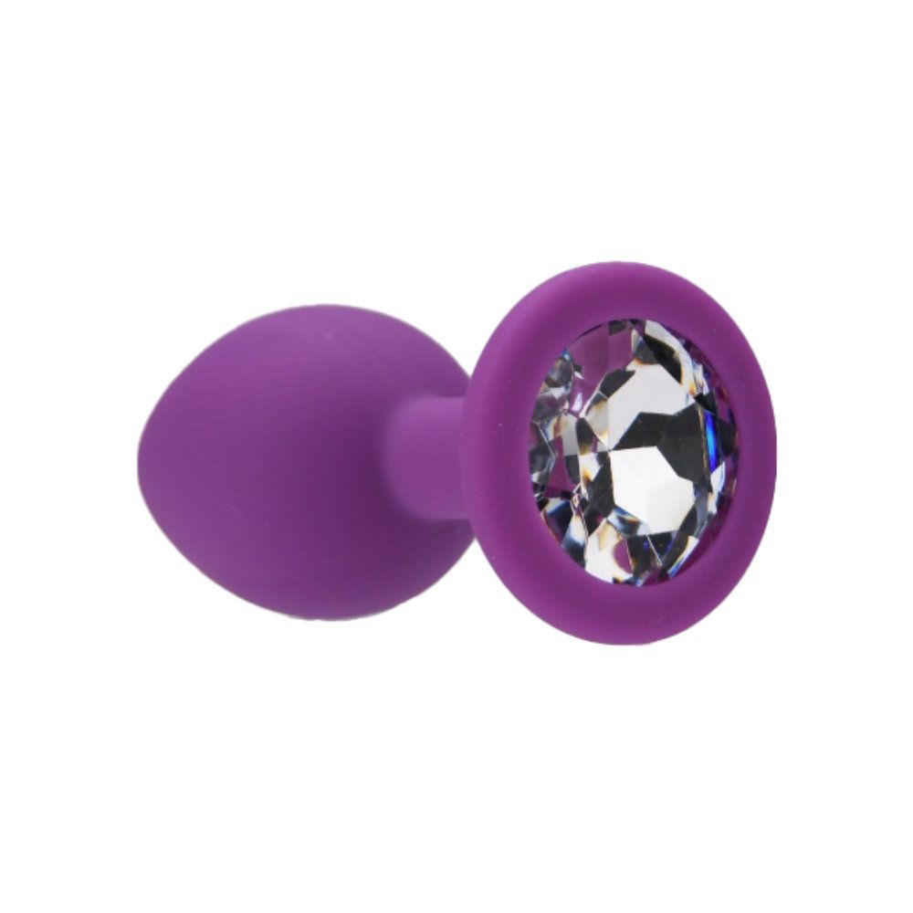 Loving Joy Jewelled Silicone Butt Plug Purple Small - Toys