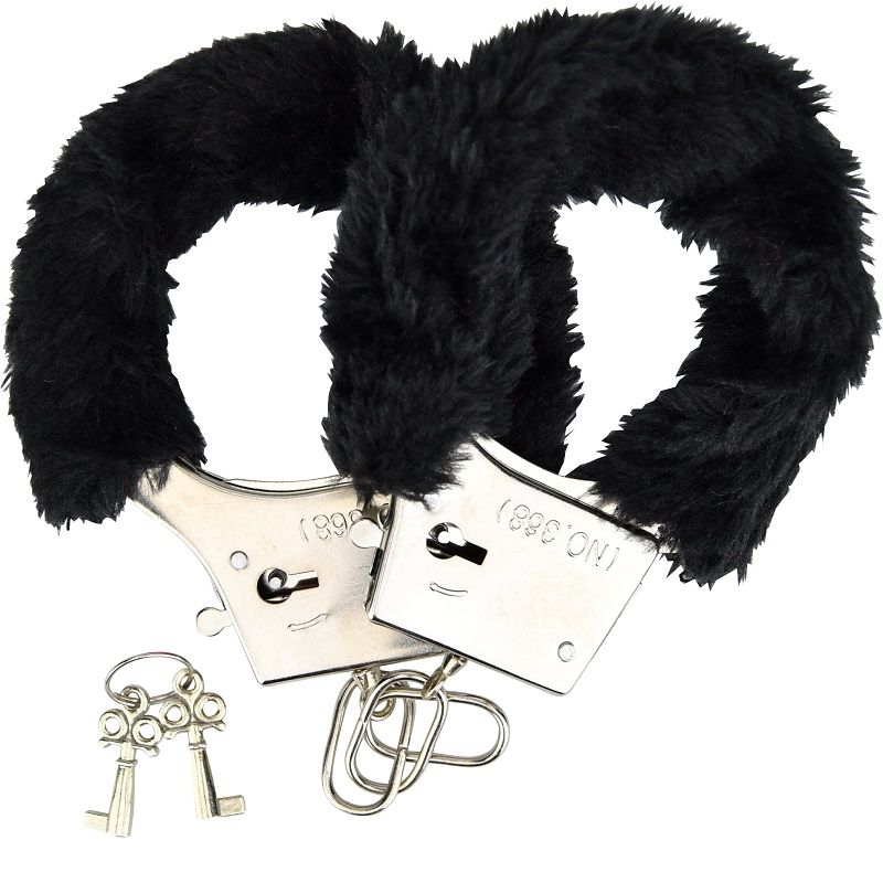 Loving Joy Furry Handcuffs Black for Couples - Play
