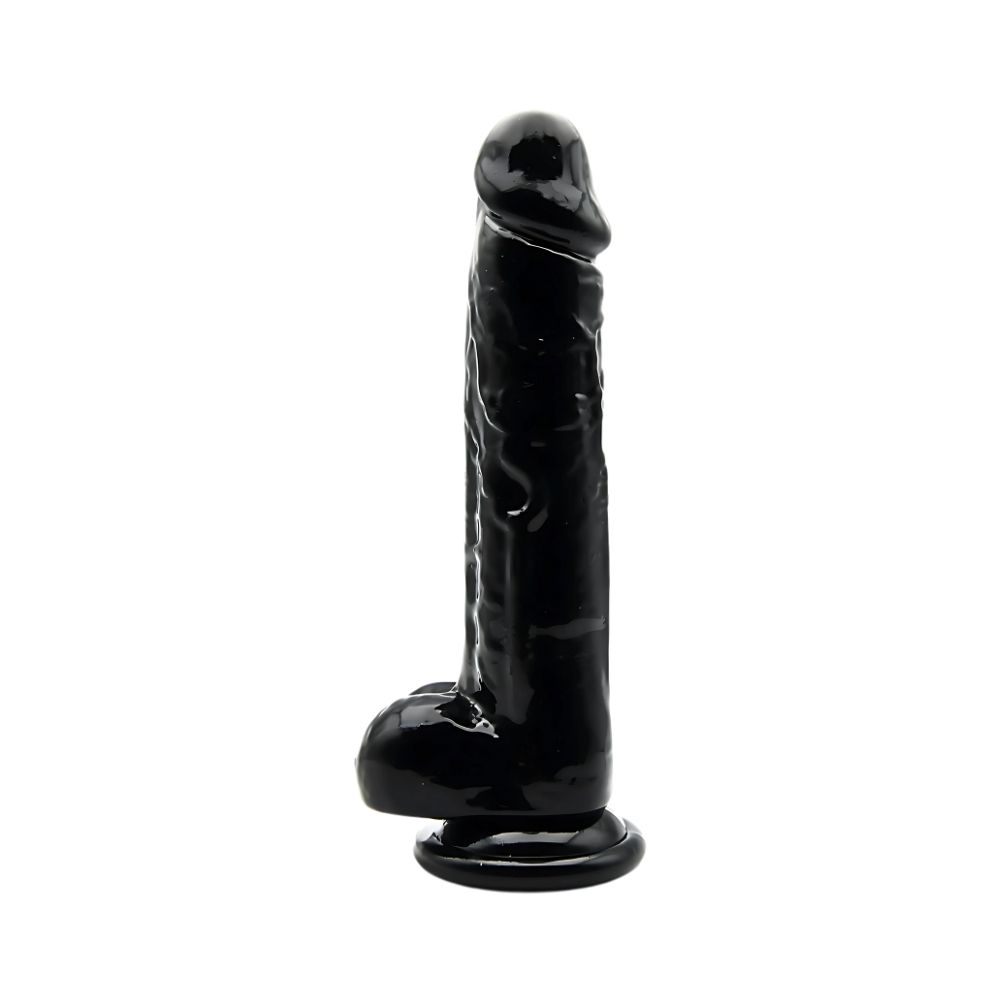 Loving Joy 8-Inch Dildo with Balls Black for Her - Toys