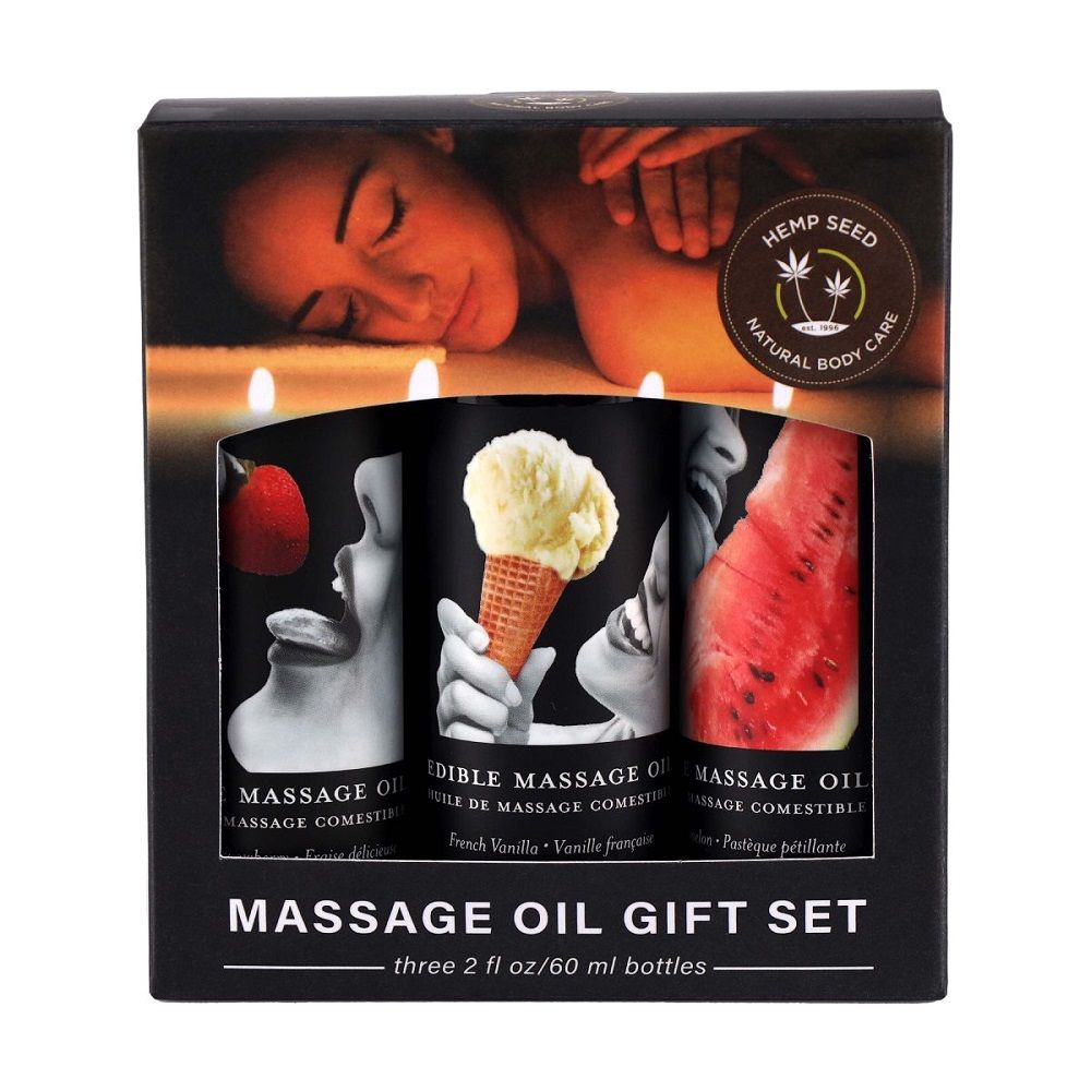 Earthly Body Edible Massage Oil Gift Set Box for Couples - Play