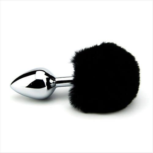 Furry Fantasy Black Metal Bunny Tail Plug - Toys