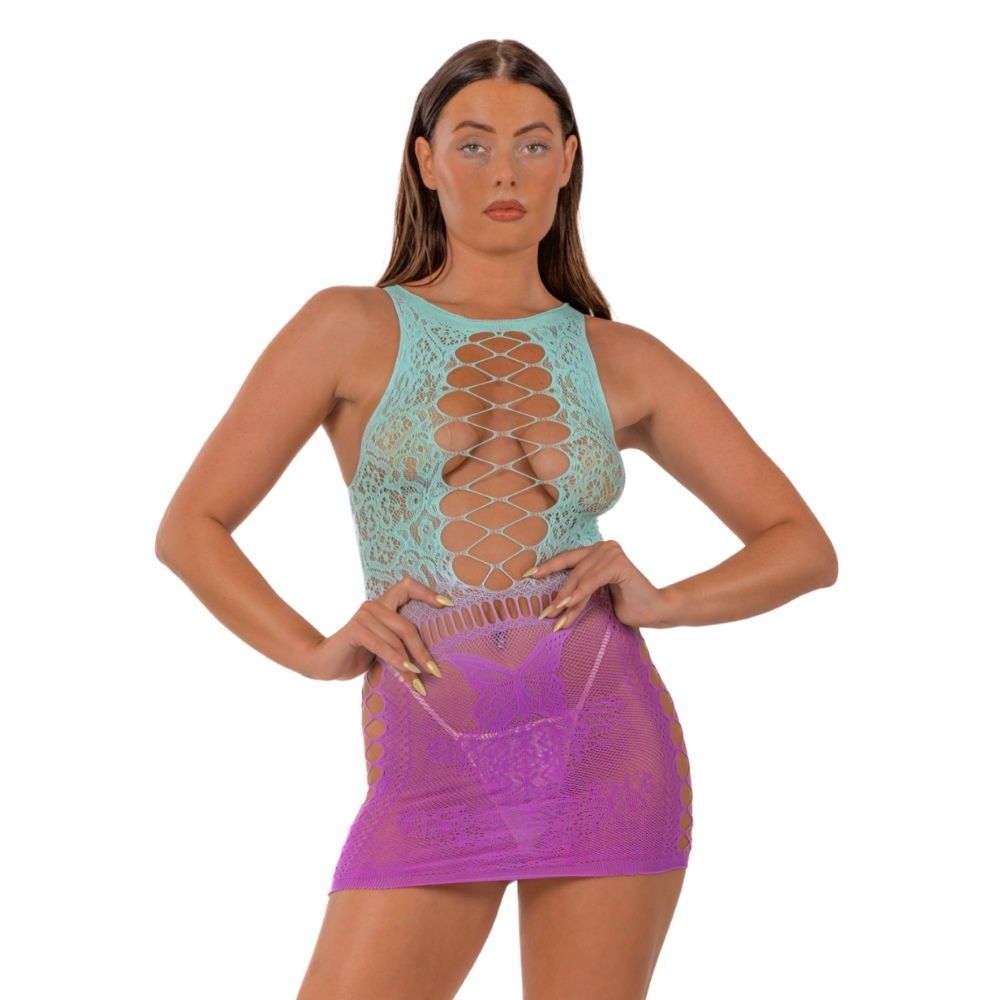 Lace by LJ Ombre Faux Lace Up Mini Dress for Her - Toys