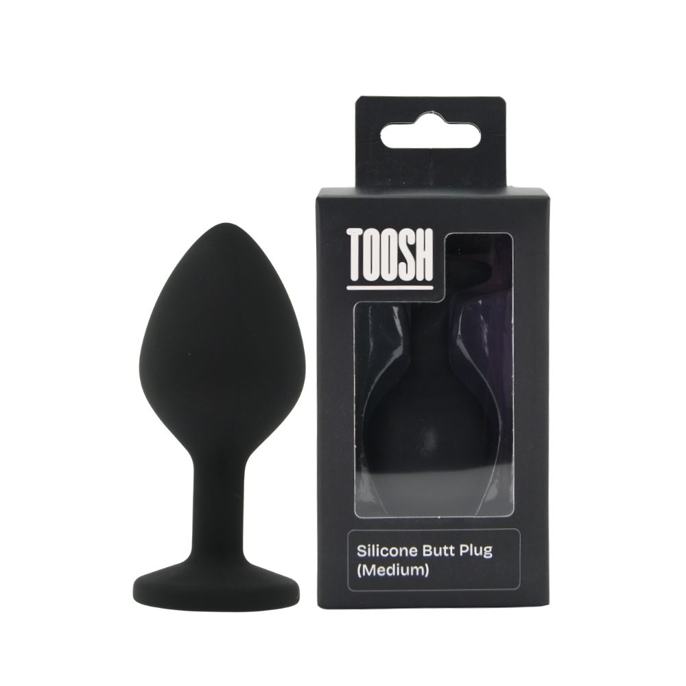 Toosh Medium Black Silicone Jewelled Butt Plug - Toys