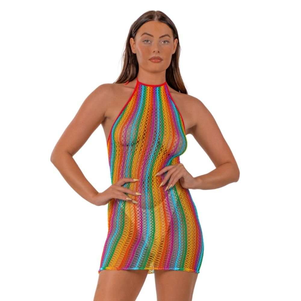 Lace by LJ Rainbow Halter Neck Dress for Her - Lingerie