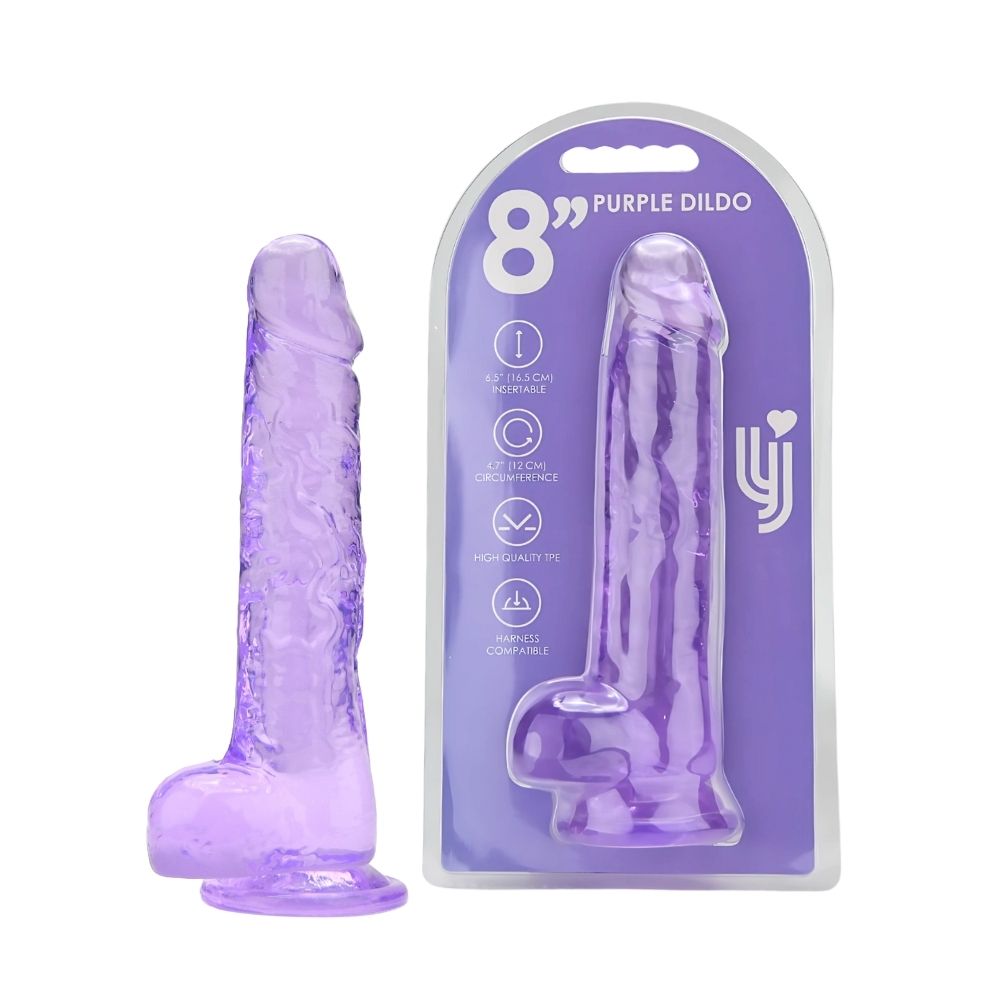 Loving Joy 8-Inch Dildo with Balls Purple for Her - Toys