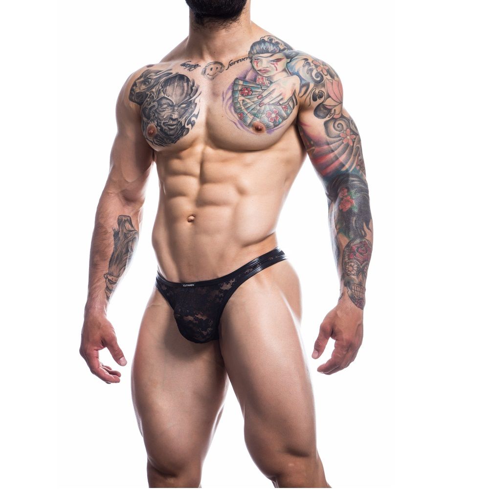 C4M L4CE Thong Black Medium for Him - Lingerie