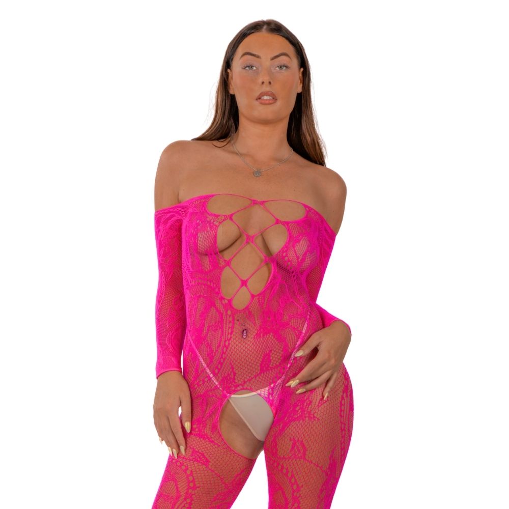 Lace by LJ Lace Up Front Bodystocking for Her - Lingerie