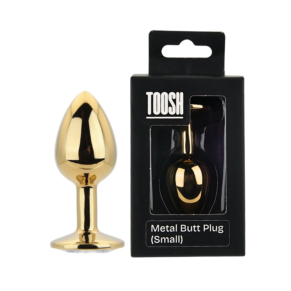 Toosh Gold Metal Butt Plug Small Clear Stone - Toys