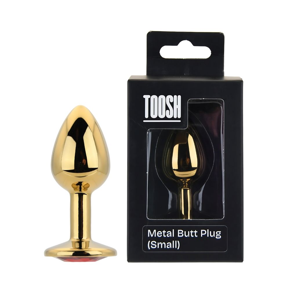 Toosh Gold Metal Butt Plug Small Red Stone - Toys