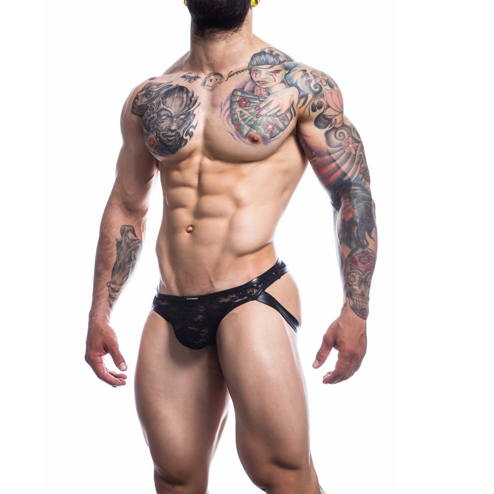 C4M L4CE Jockstrap Black Medium for Him - Lingerie
